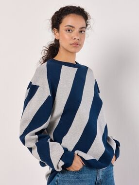 Slouchy Diagnol Stripe Sweater